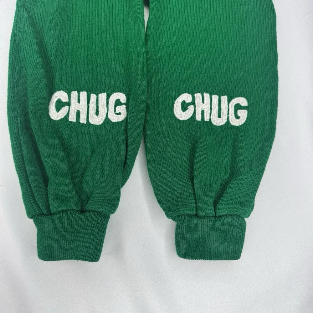 Vintage Mine Alone Knit Baby Jumpsuit Train Acrylic Green 2pc Holiday Overalls‎
